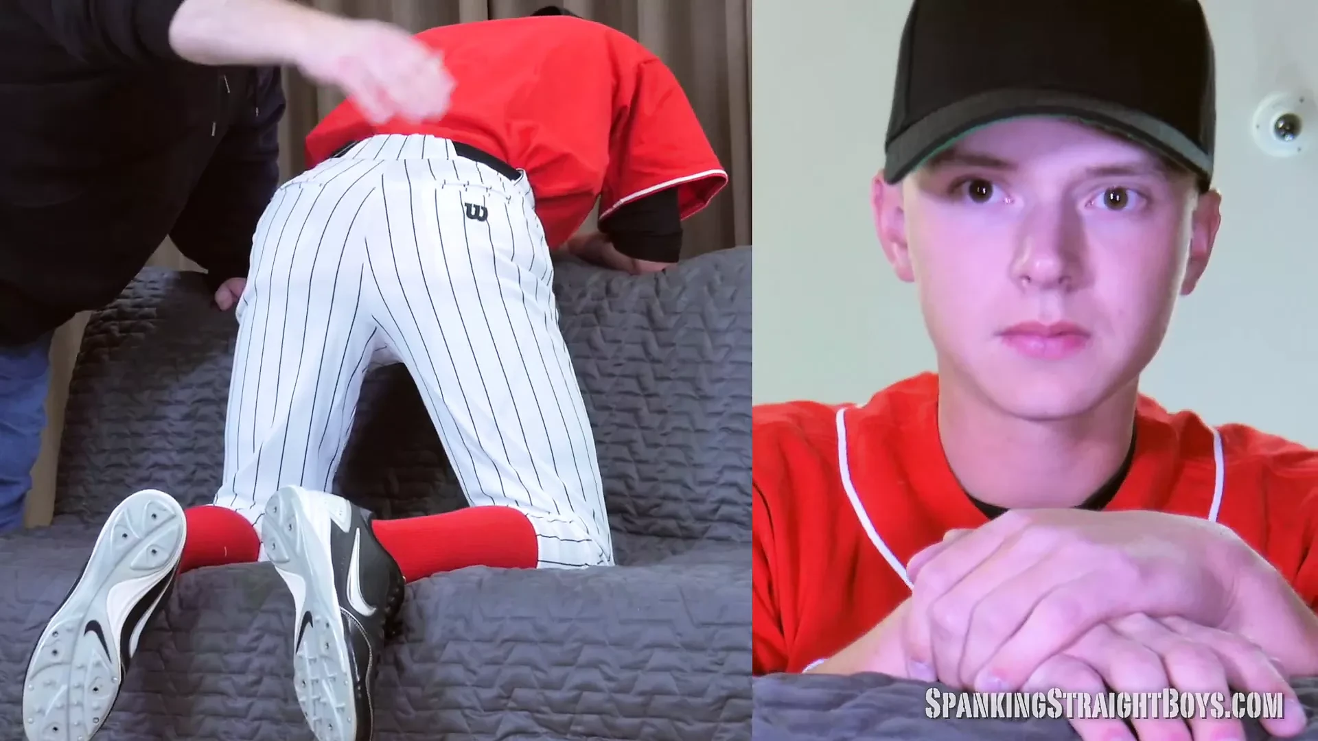 18 Year Old Straight Boy Spanked in a Baseball Uniform