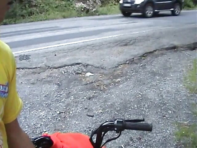 European teen picked up and fucked on the side of the road
