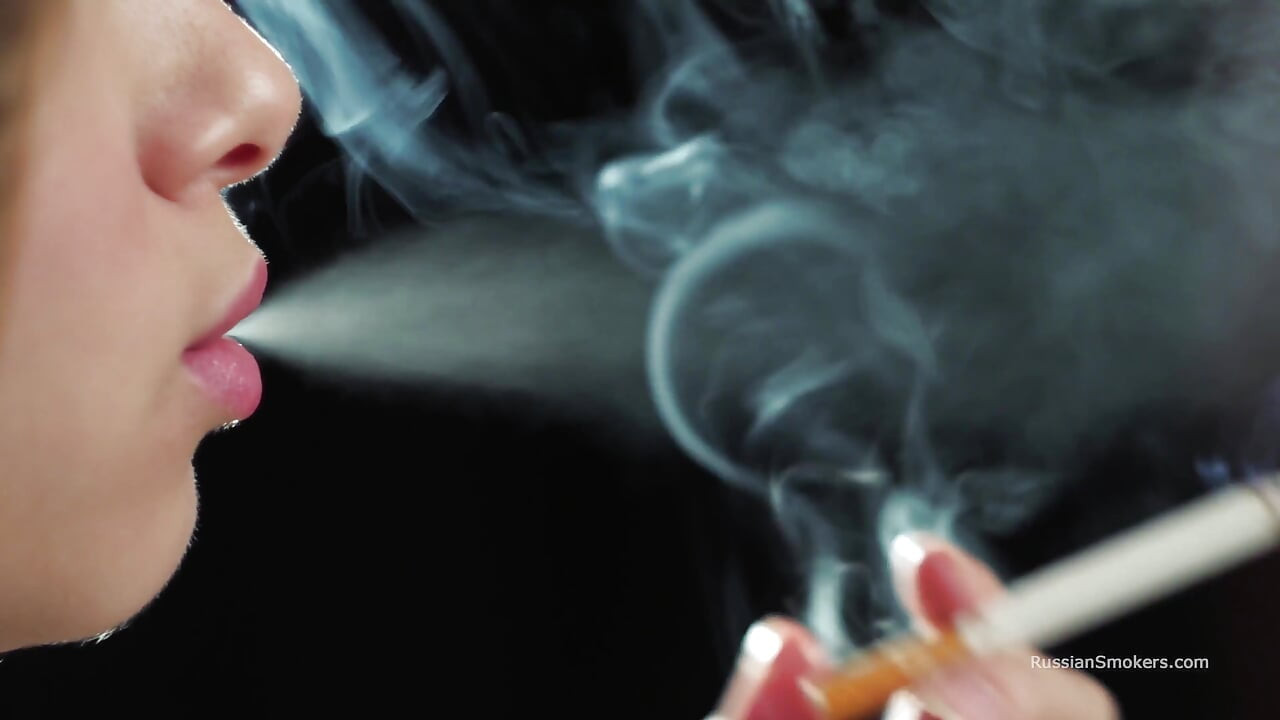 Ultra HD Russian Beauty Smoking Cigarette Seaside