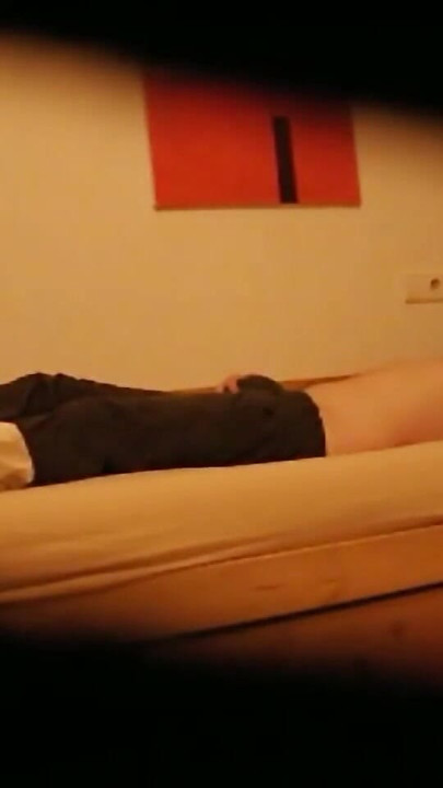 Captivating moment from "Guest room nannycam catches full big dick jerk session"