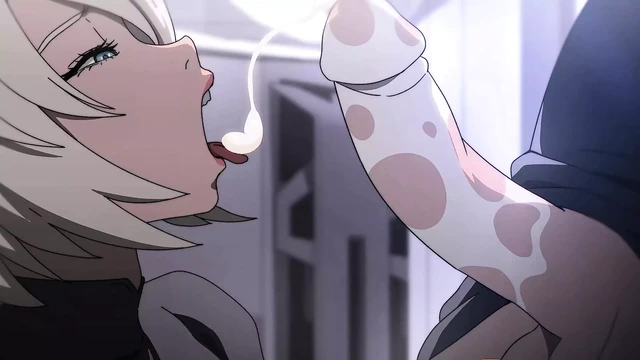 Nier Fuckomata blowjob, cumshot, orgasm. - Cartoon Sex Parody