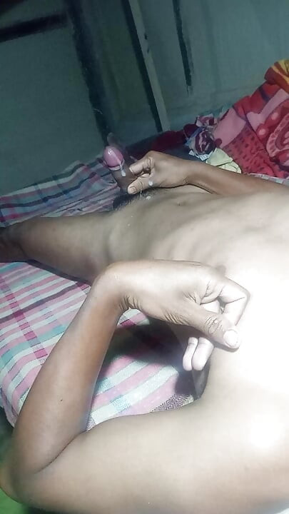 Horny male expressing his milk before sleeping
