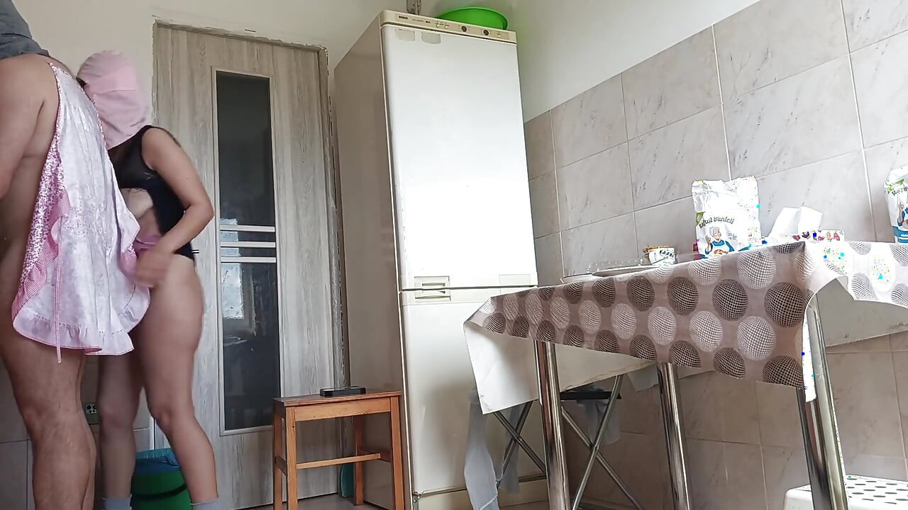 Amateur Couple Having Fun in the Kitchen