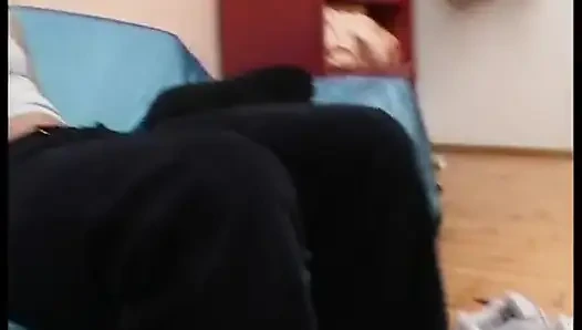 Horny blonde fucks her pierced cunt with a massive dildo