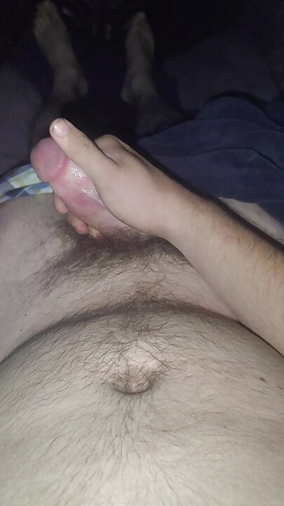 Messy edged climax with feet in veiw