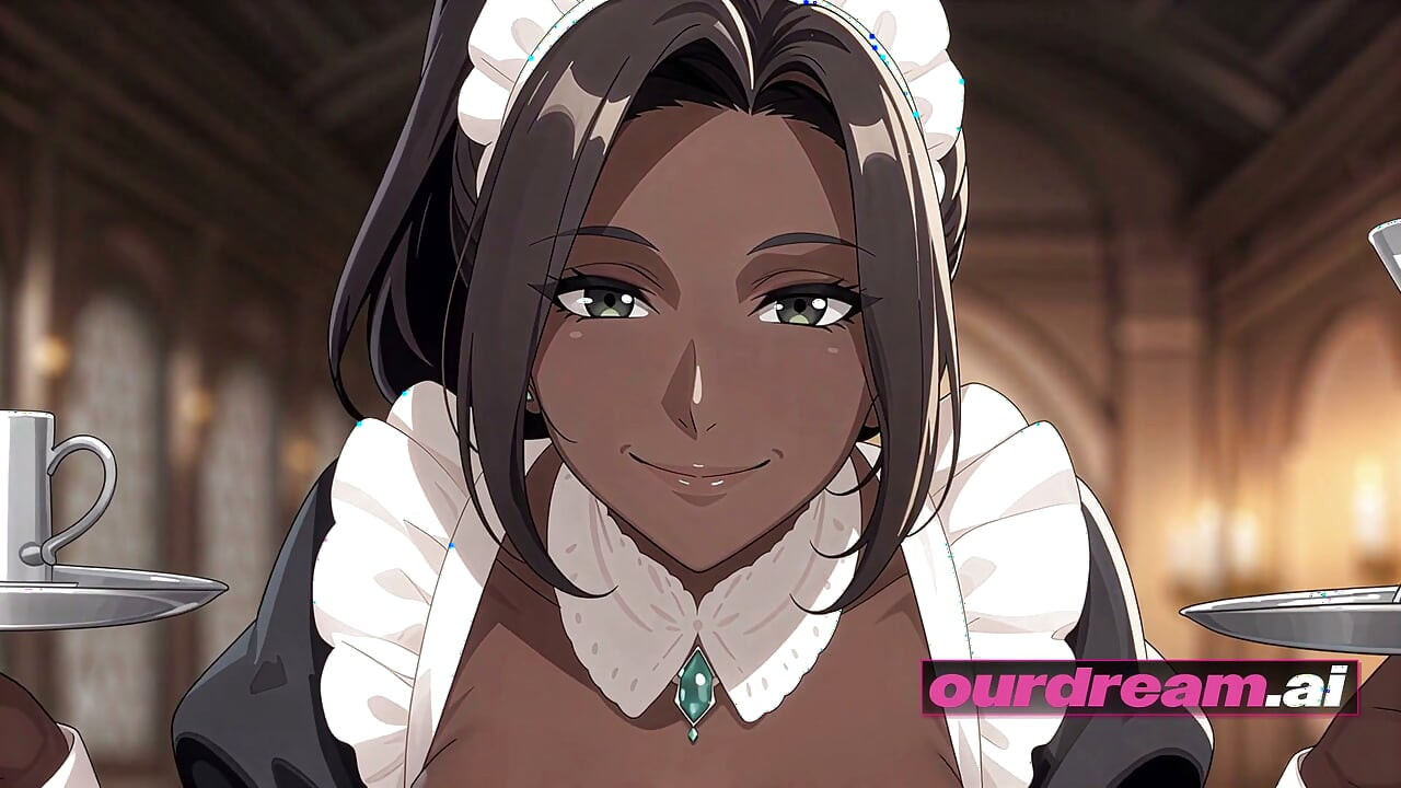 ourdream - Vil du holde denne buste ebony anime-pige beskæftiget hele natten i herregårdens salon?