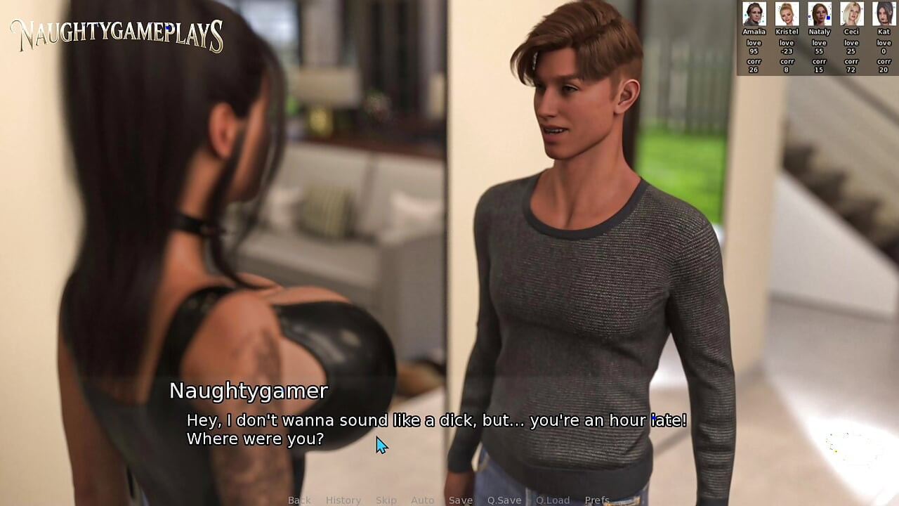 Blacked house by ntr games mandy, chica gótica caliente hace al chico muy cachondo con sus enormes tetas góticas