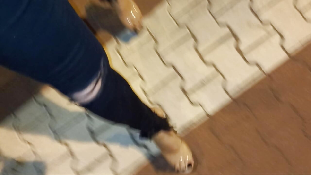 Sexy Feet & Legs in 20cm Sky-High Clear Stilettos - Ripped Jeans Tease