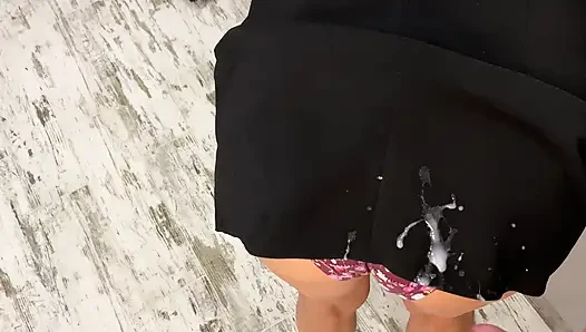 Milf play with big cock at kitchen handjob