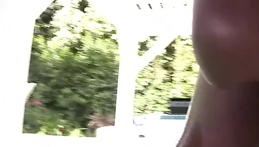 Big ass ebony sprayed on her round ass