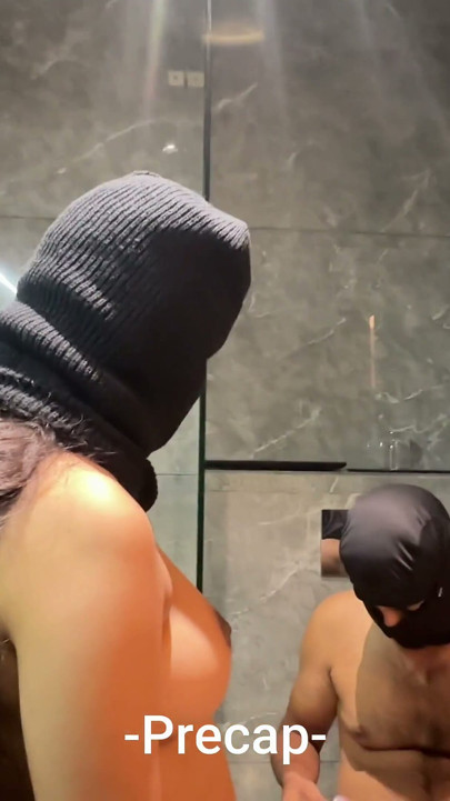 Muslim Married Girlfriend on the Bathroom Floor in Hotel