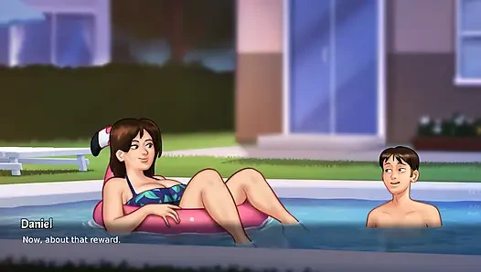 Summertime Saga - Sexy Busty Milf in swimsuit gets fucked in the pool