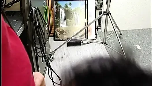 Brunette bitch blowing dick and gets banged from behind at casting