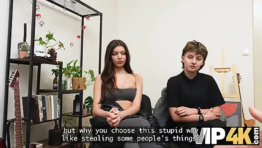 VIP4K. Two pretty Lesbians don't mind to having a Threesome with a stranger from the train