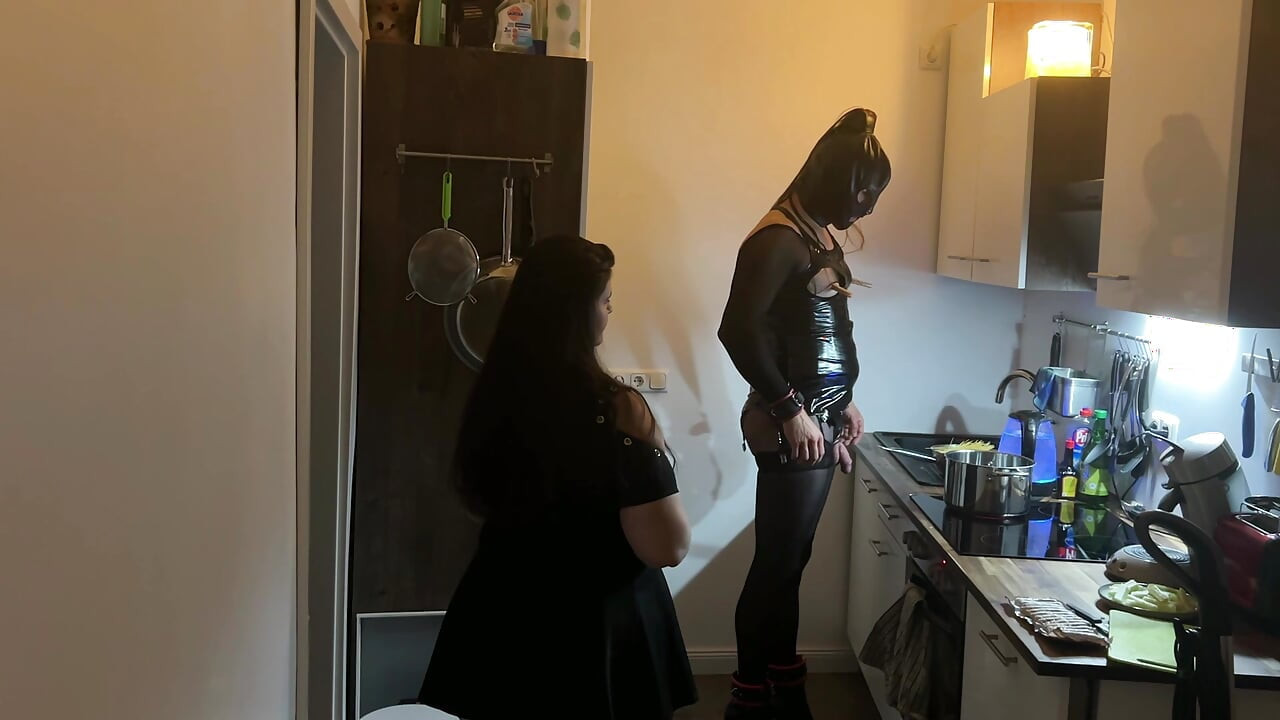 Fetish Lofts Cooking Session with TV Slave Part 2-4.
