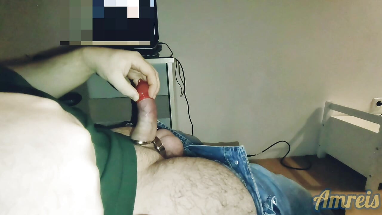 Jerks of to Porn All Night. and Fills a Condom to Cum.