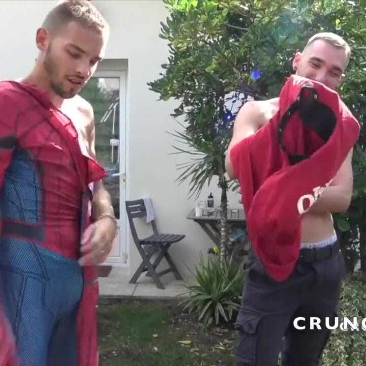 Fun bareback party with friends in the garden