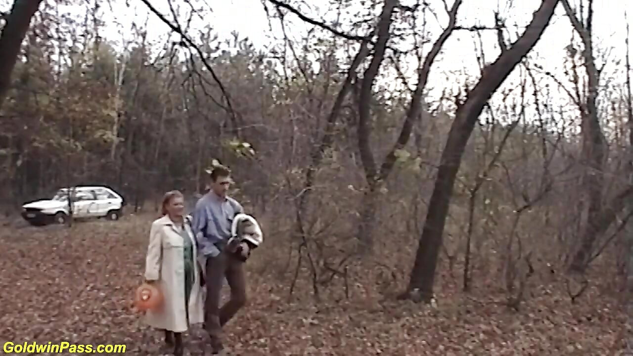 Busty chubby redhead mature enjoy outdoor sex with her young toyboy