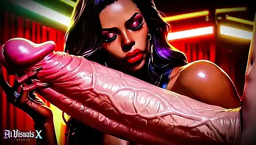 Dicker arsch, ebenholz-milfs - blowjob und ficken - Animierter porno (ASMR Sounds) (4K AI generiert)