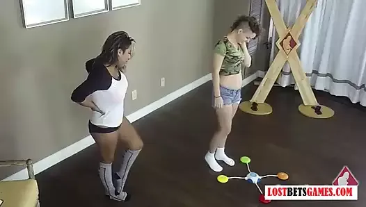 Two gorgeous teens play a strip memory game