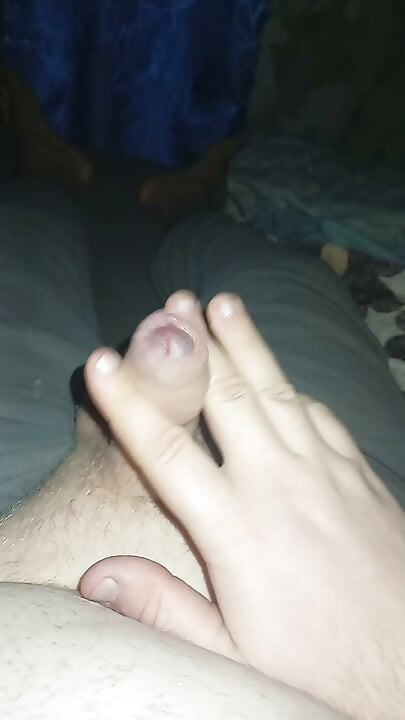 Fat gay jerking uncut cock but no cum