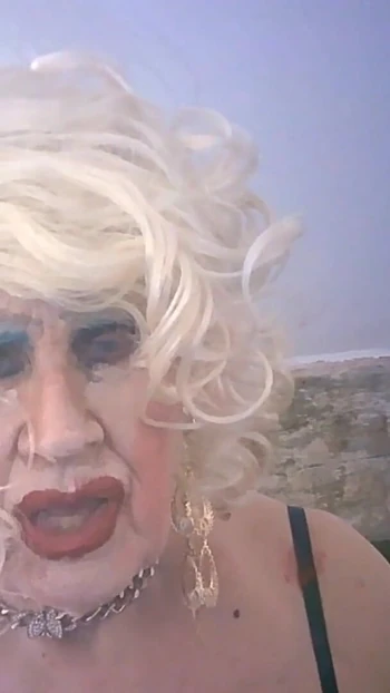 Iconic moment from "Nasty old skanky tart barmaid, Sarah slut, smokes for you to wank and piss over"