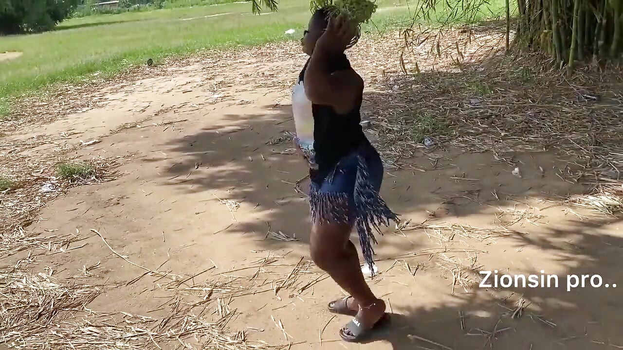 African Ebony Sexy Black Girl Dances in Public with Laughter
