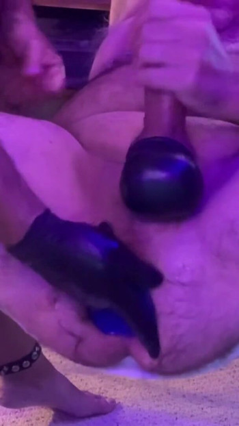 Iconic moment from "ToppedToys Chute 75 and 85, jerking off and sucking off Hubby, FFisted until I pissed and blew my load."