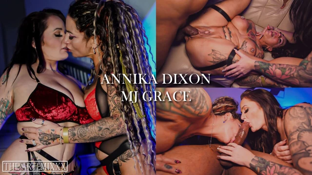 Mj Grace and Annika Dixon 2 Big booty big boob baddies tag team thick bbc and gets creampied