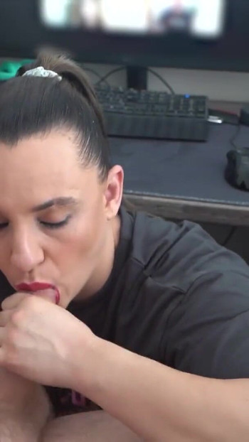 Thrilling moment from "Secret Zoom Blowjob - Swallowed Every Drop While He Was on a Work Call"