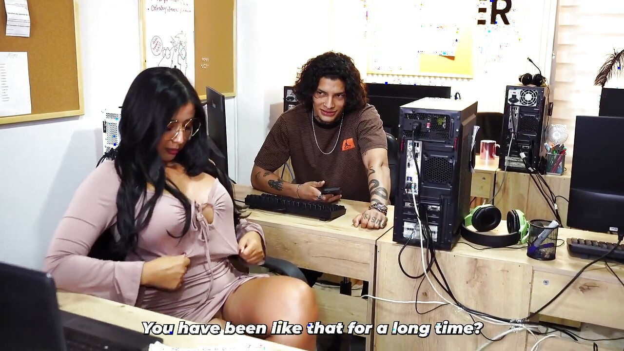 Brunette Big Ass Secretary Offers Her Help to the Bosss Stepson in the Office to Gain an Advantage