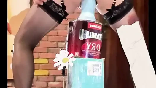 Super Hot Tranny Benito414 Rides a Huge Blue Dildo