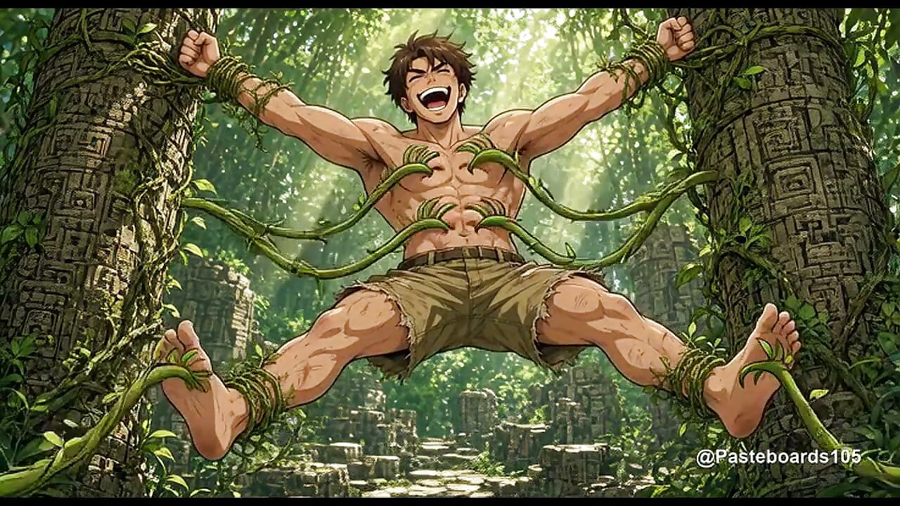 Caught By The Jungle Temple Vines - Ribs And Bare Soles (2D Anime)