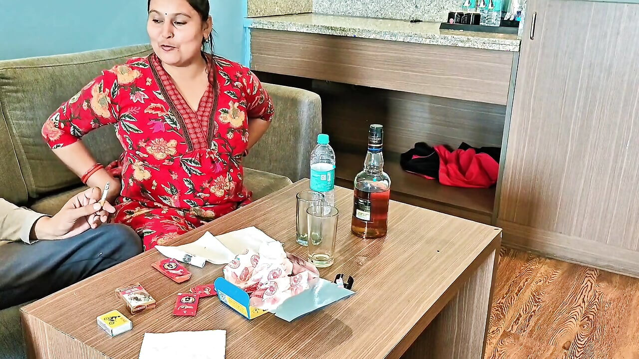 Indian couple intimate in hotel room