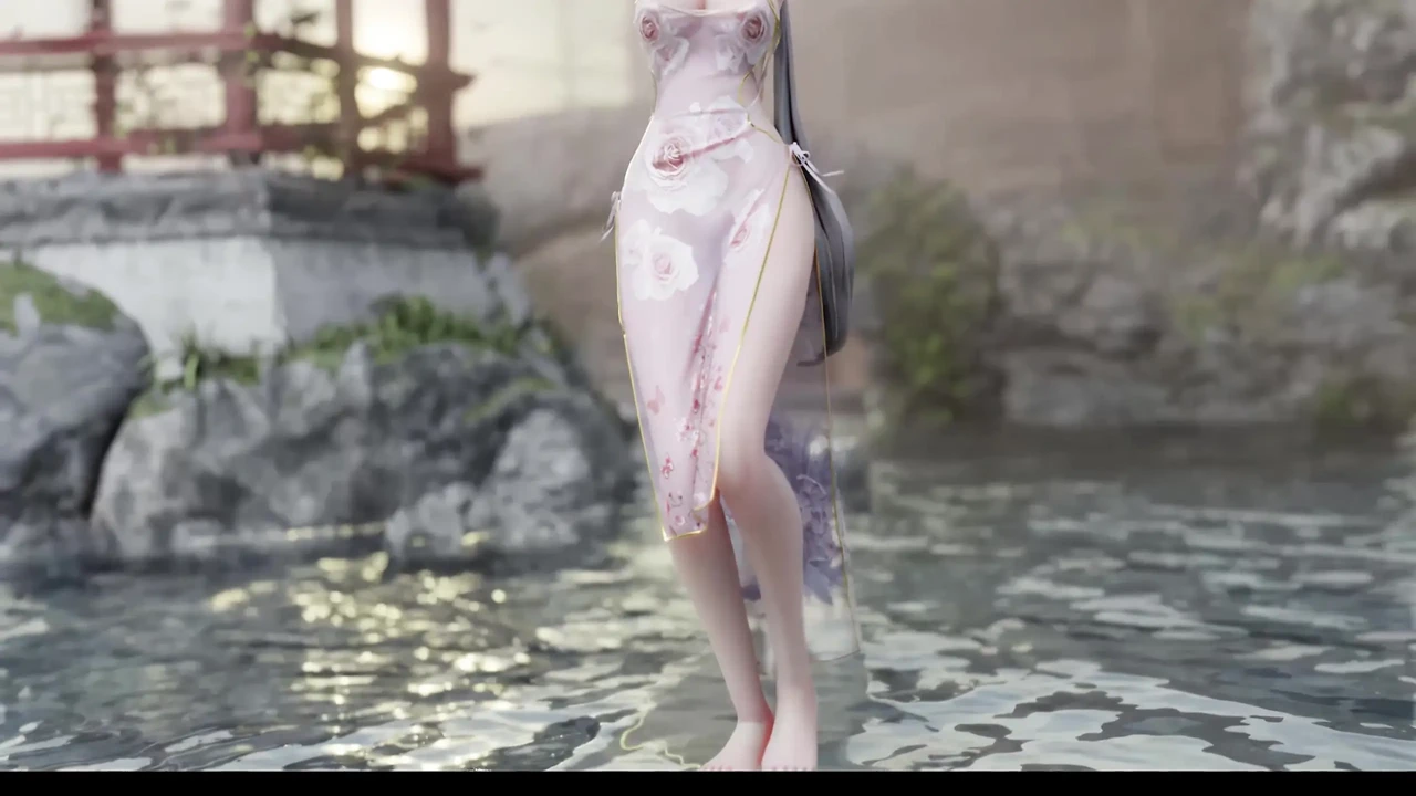 [MMD] 宅舞 弱音洛天依 爆乳淫纹 黑丝