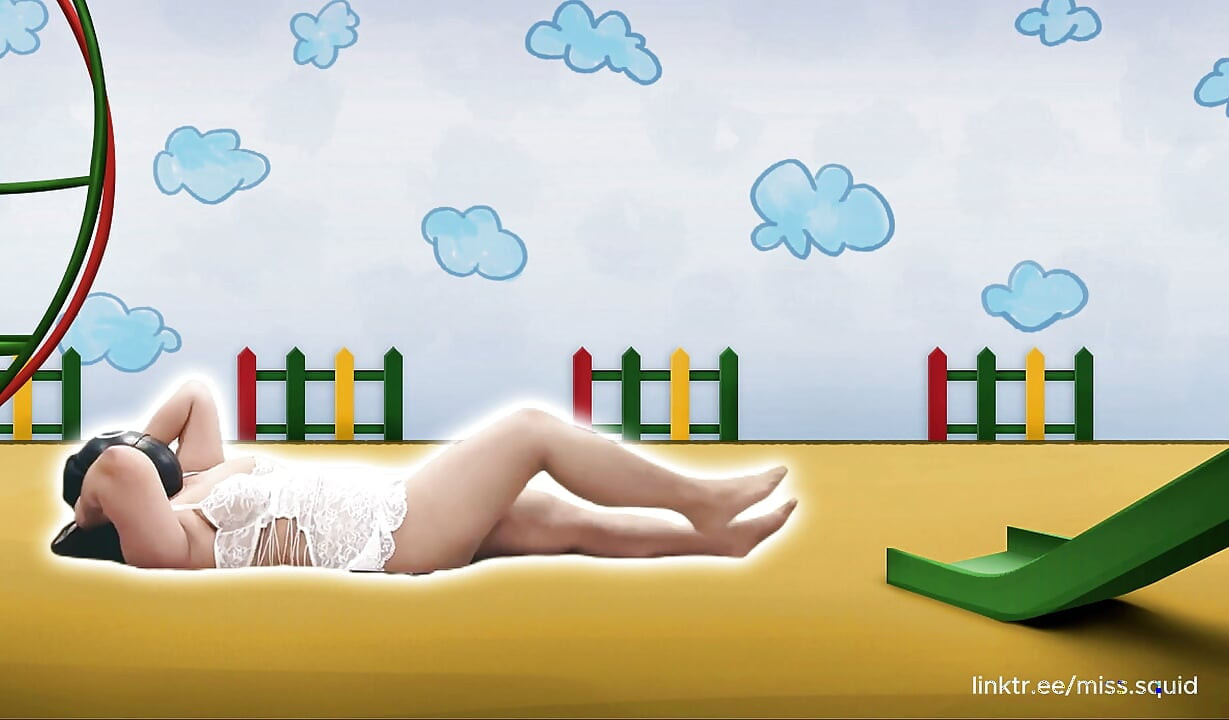 Miss Squid Exercises in White Lingerie