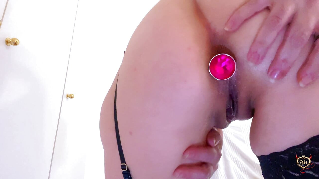 Perfect little BLONDE comes back from a party and masturbates until she squirts three times. FIRST TIME BUTT PLUG