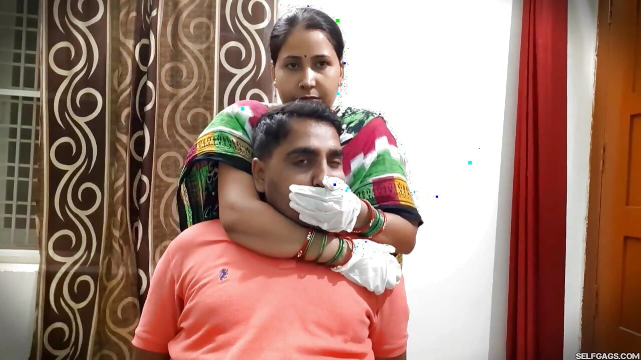 Gloved Handgag for Lazy Husband!