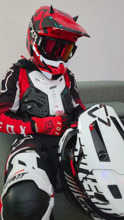 Naughty Biker Cums on Mx Helmet