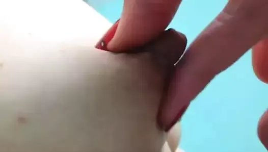 Close Up Big Nipple Pulling