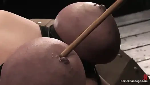 Claire Dames Her Huge Tits, Bound and Oiled. Her Body Spread and Tormented.