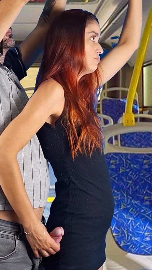Stranger rubs cock on student on bus in public! | Clip 1