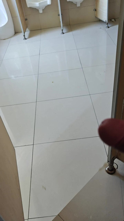 Public Toilet Door Open Masturbation – Risky Cumshot Outside