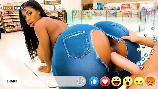 Riesiger arsch, ebenholz-tussi-böse werden in der Öffentlichkeit live auf Facebook gefickt