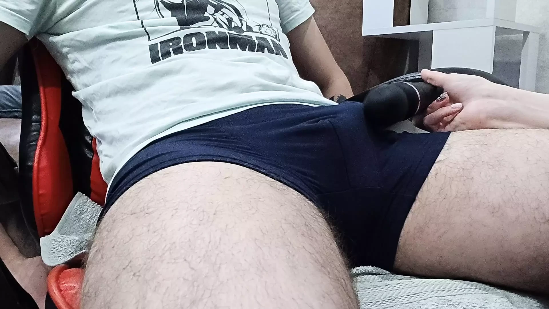 Step sister aroused step brother with her vibrator and drained his balls