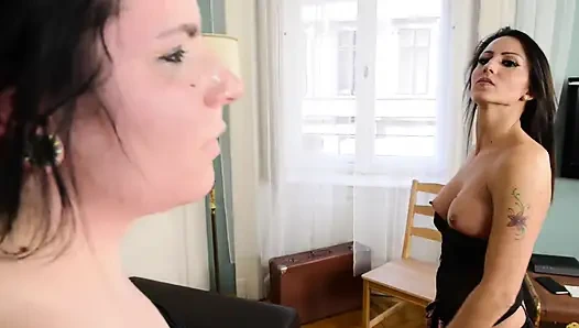 Faceslapping top milf model vs just 18 years old girl - mega slaps - Domina Sophia stark and slave Amanda Blue