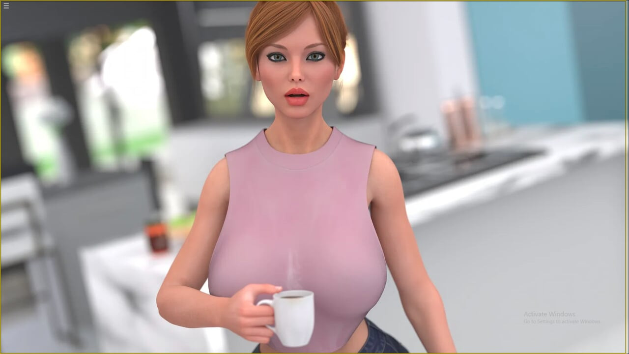 Stepmom Accidentaly Drops Coffee On Her Big Boobs In Kitchen Infront Her Stepson