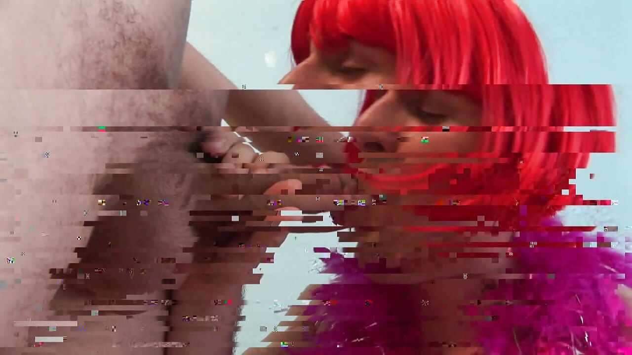 Gay with red wig gets fucked by boy without condom
