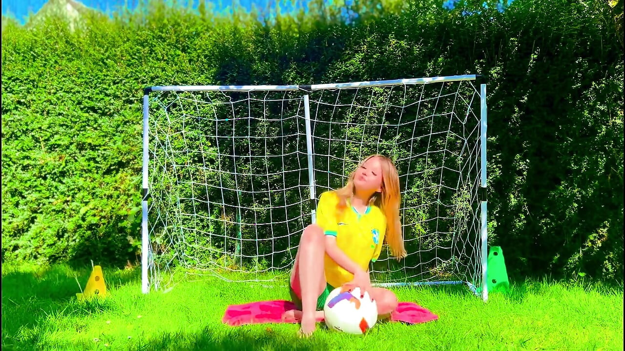 Brazilian Football Girl Jersey Tease to Lingerie Orgasm