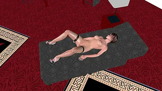 Bokep kartun 3d animasi - gadis cantik lagi asik masturbasi pakai pisang & butt plug di ranjang sampai orgasme berkali-kali